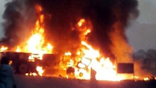 Bus and Oil Tanker Collision