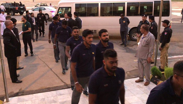 Sri Lanka team at Karachi