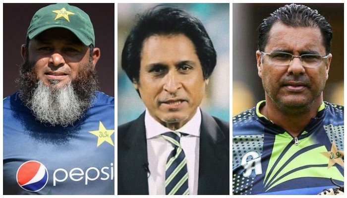 Ramiz Raja, Waqar Younis and Mushtaq Ahmed