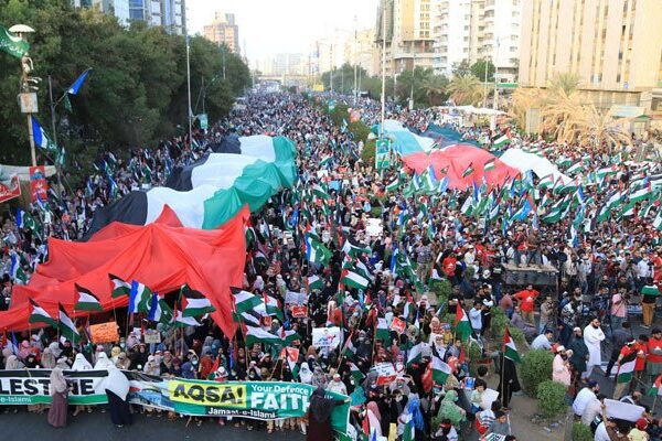 کراچی میں جماعت اسلامی کا فلسطین مارچ، ہزاروں افراد کی شرکت