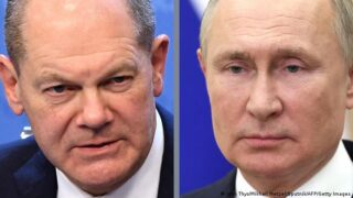 Olaf Schulz and Vladimir Putin