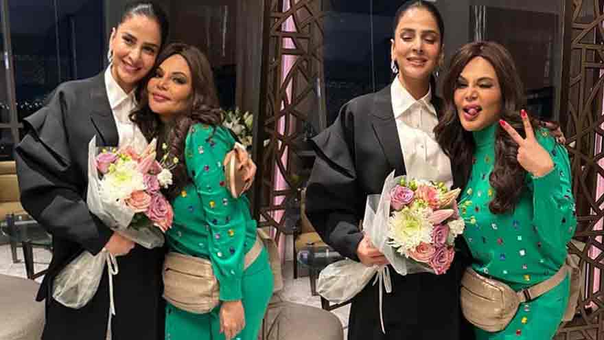 Rakhi Sawant Surprises Saba Qamar With Flowers and a Ring in Viral Dubai Encounter